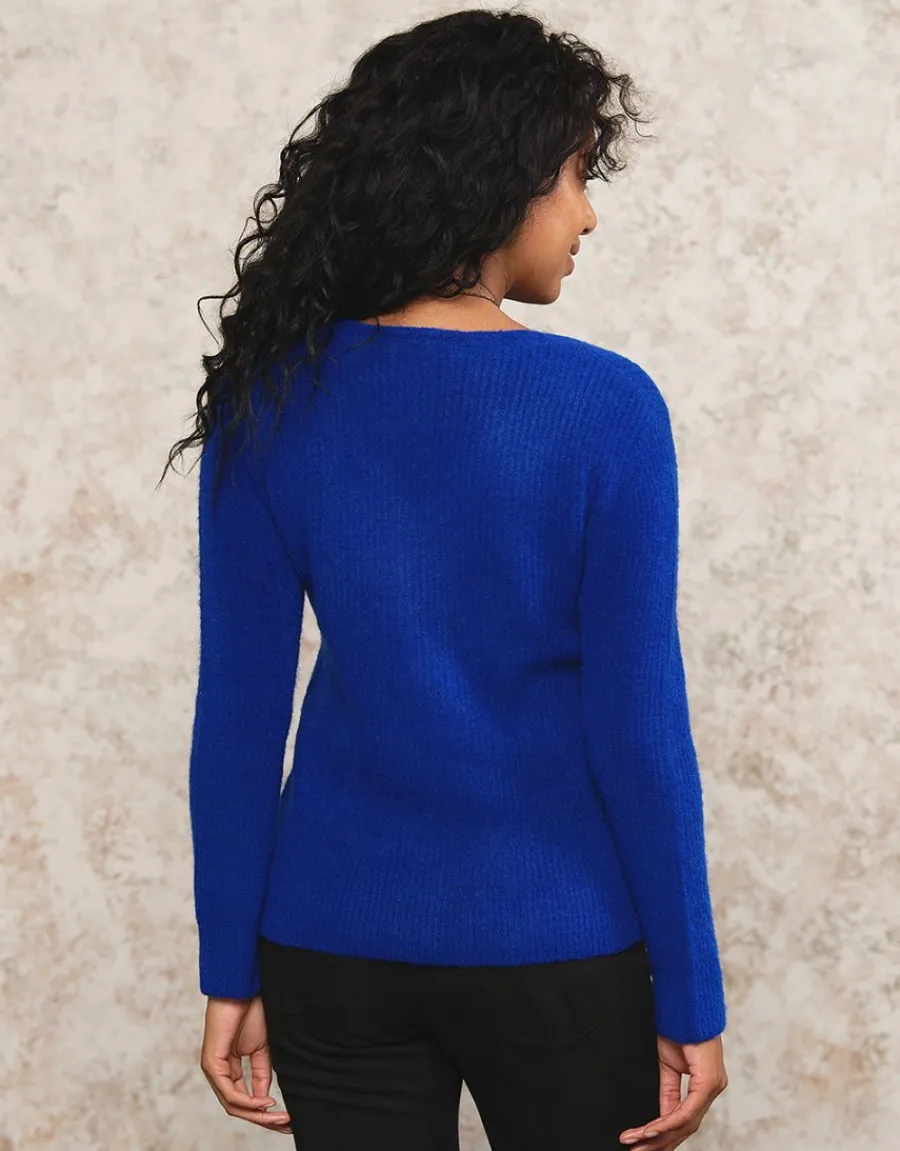 Christine Laure Pulls|Maille*Pull mélange laine bleu