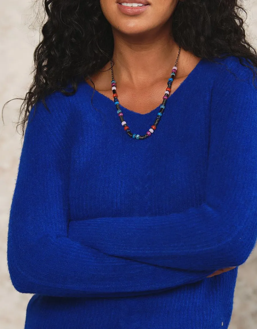 Christine Laure Pulls|Maille*Pull mélange laine bleu