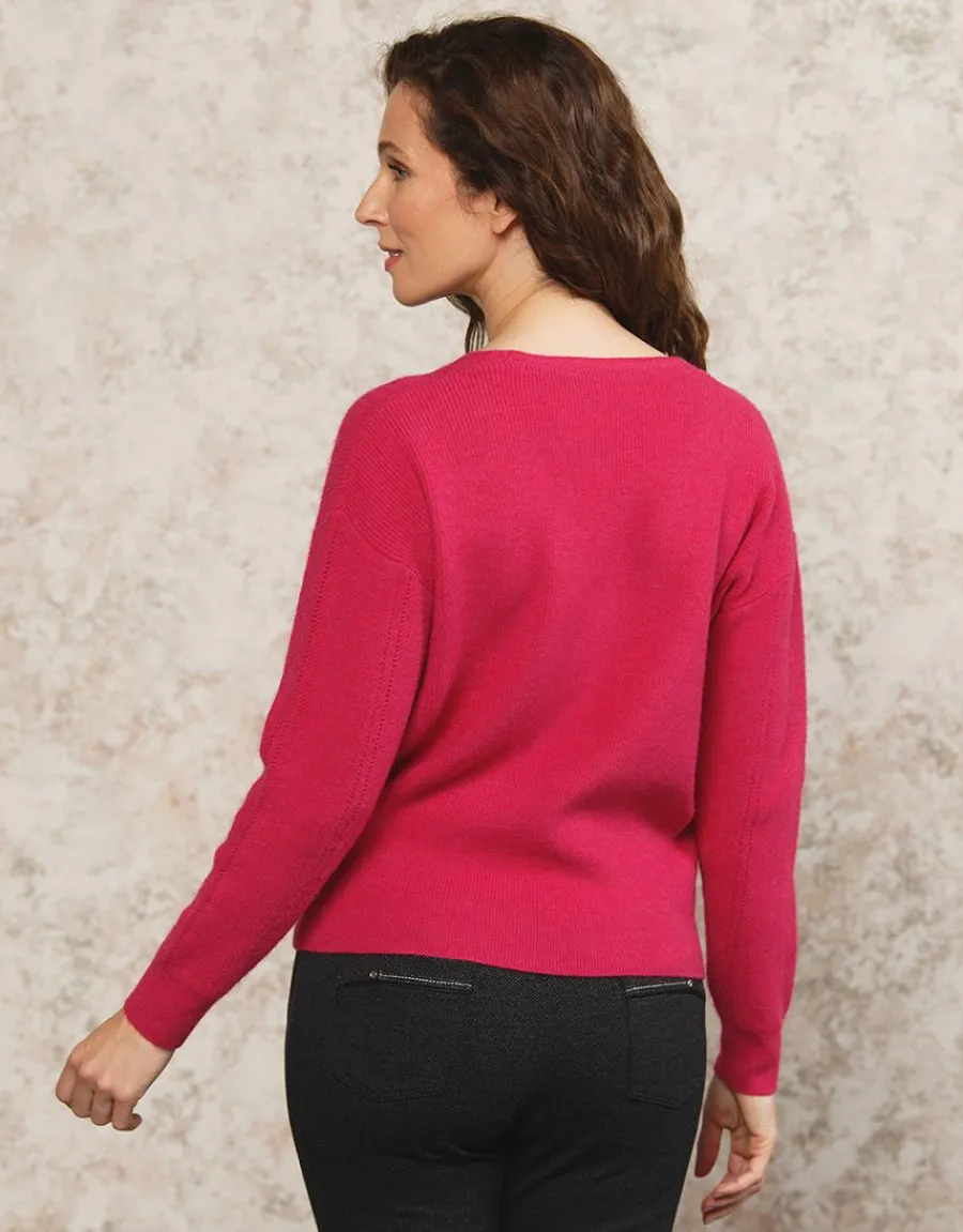 Christine Laure Pulls|Maille*Pull mélange laine fushia