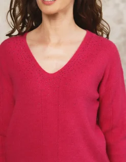 Christine Laure Pulls|Maille*Pull mélange laine fushia