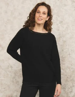 Christine Laure Pulls|Maille*Pull noir encolure bateau