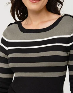 Christine Laure Pulls|Maille*Pull noir rayé