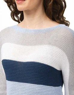 Christine Laure Pulls|Maille*Pull rayé ciel marine