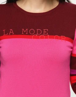 Christine Laure Pulls|Maille*Pull rayé fuchsia prune