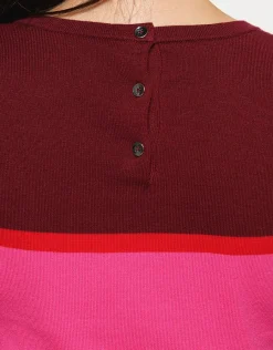 Christine Laure Pulls|Maille*Pull rayé fuchsia prune