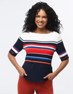 Christine Laure Pulls|Maille*Pull rayé manches courtes