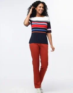 Christine Laure Pulls|Maille*Pull rayé manches courtes