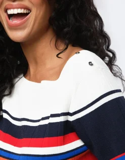 Christine Laure Pulls|Maille*Pull rayé manches courtes