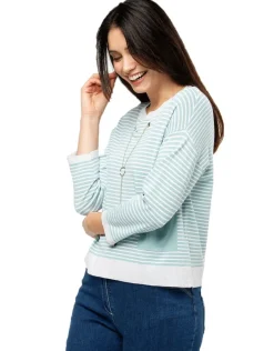 Christine Laure Pulls|Maille*Pull rayures vert d'eau