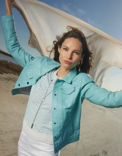 Christine Laure Pulls|Maille*Pull rayures vert d'eau