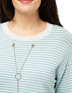 Christine Laure Pulls|Maille*Pull rayures vert d'eau