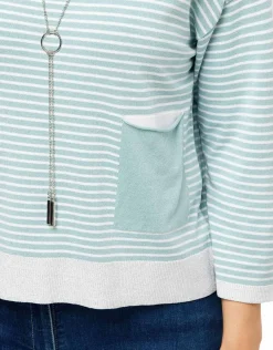 Christine Laure Pulls|Maille*Pull rayures vert d'eau