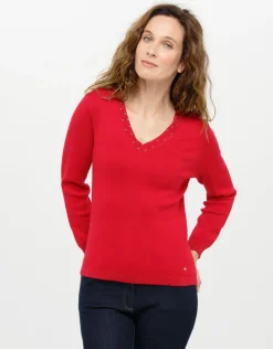 Christine Laure Pulls|Maille*Pull rouge col irisé