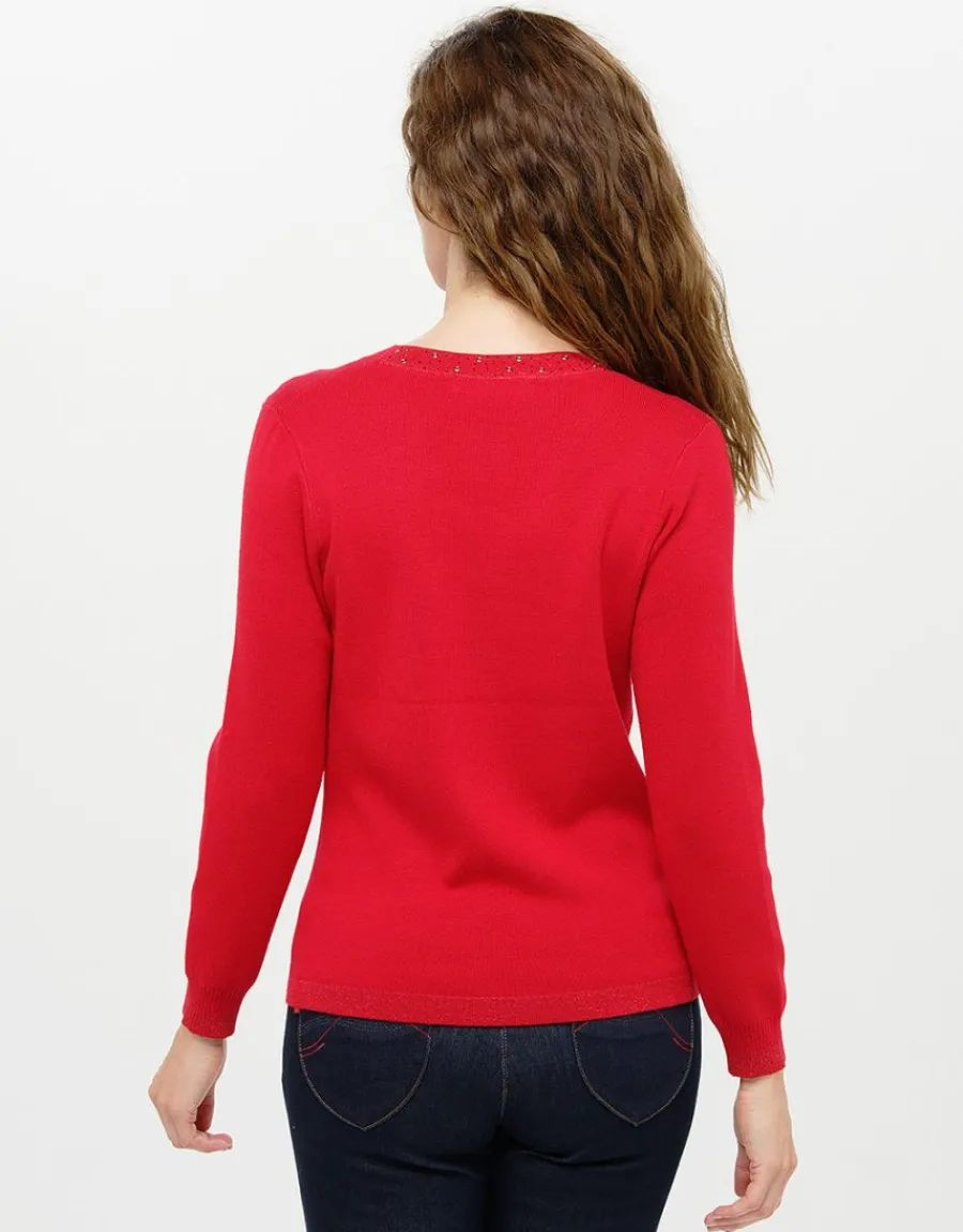 Christine Laure Pulls|Maille*Pull rouge col irisé