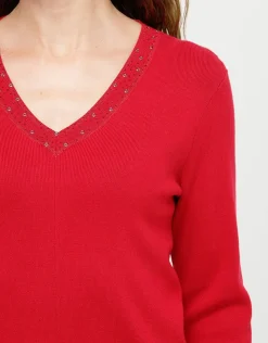 Christine Laure Pulls|Maille*Pull rouge col irisé
