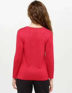 Christine Laure Pulls|Maille*Pull rouge col rond irisé