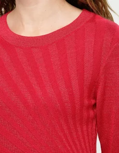 Christine Laure Pulls|Maille*Pull rouge col rond irisé