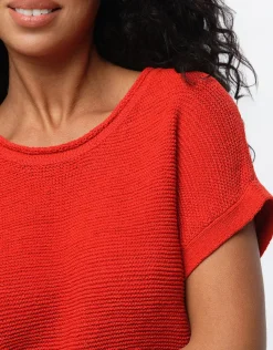 Christine Laure Pulls|Maille*Pull rouge manche courte