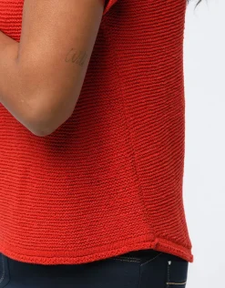Christine Laure Pulls|Maille*Pull rouge manche courte