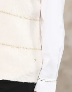 Christine Laure Pulls|Maille*Pull sans manches blanc