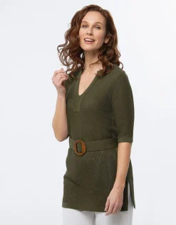 Christine Laure Pulls|Maille*Pull tunique kaki