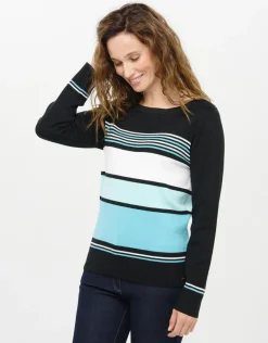 Christine Laure Pulls|Maille*Pull turquoise rayé