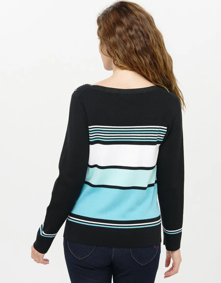 Christine Laure Pulls|Maille*Pull turquoise rayé