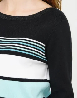 Christine Laure Pulls|Maille*Pull turquoise rayé