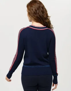 Christine Laure Pulls|Maille*Pull V marine sport chic