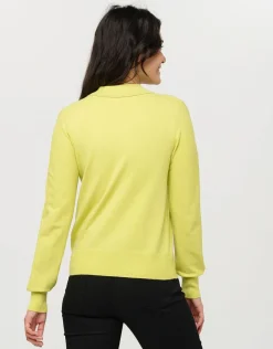 Christine Laure Pulls|Maille*Pull vert anis col polo