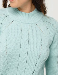 Christine Laure Pulls|Maille*Pull vert d'eau torsades