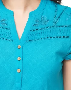 Christine Laure Robes|Robes & Jupes*Robe ajourée bleu coton