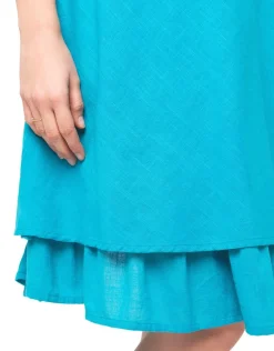 Christine Laure Robes|Robes & Jupes*Robe ajourée bleu coton