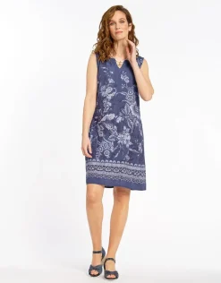 Christine Laure Robes|Robes & Jupes*Robe bleue légère imprimé