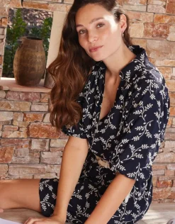 Christine Laure Robes|Robes & Jupes*Robe brodée bleu marine