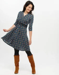 Christine Laure Robes|Robes & Jupes*Robe cache-coeur bleue