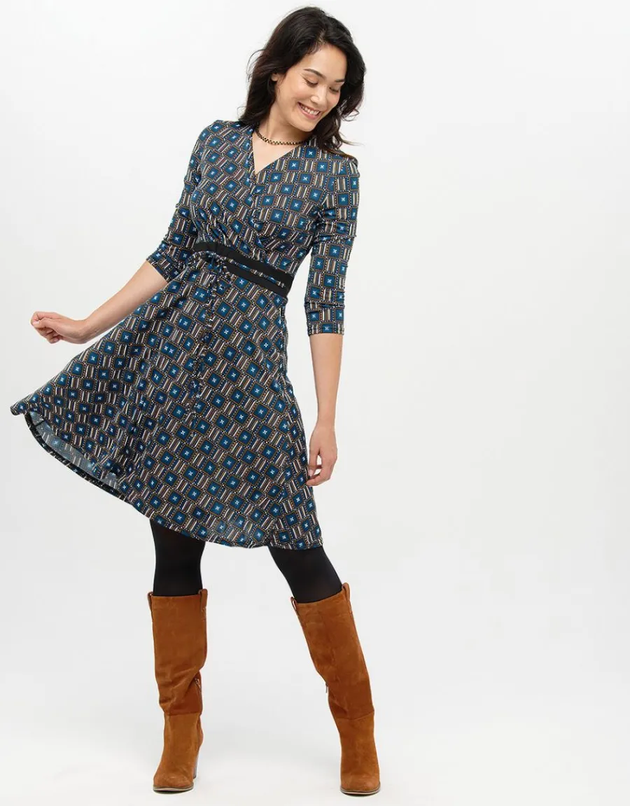 Christine Laure Robes|Robes & Jupes*Robe cache-coeur bleue