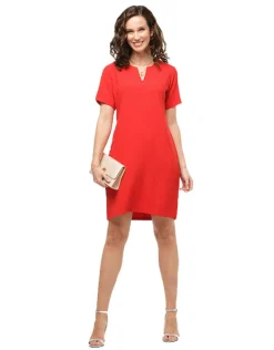 Christine Laure Robes|Robes & Jupes*Robe chic crêpe rouge