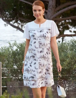 Christine Laure Robes|Robes & Jupes*Robe chic écrue à volants