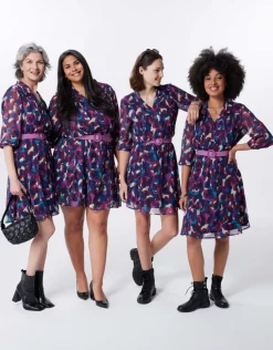 Christine Laure Robes|Robes & Jupes*Robe chic violet motif