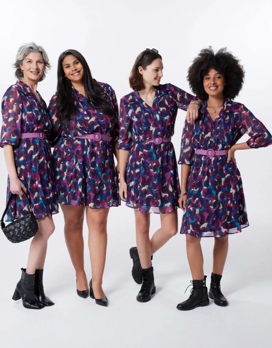 Christine Laure Robes|Robes & Jupes*Robe chic violet motif