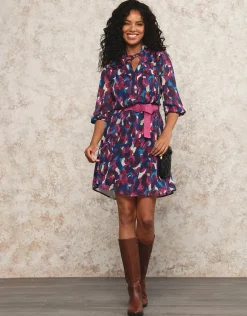 Christine Laure Robes|Robes & Jupes*Robe chic violet motif