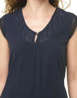 Christine Laure Robes|Robes & Jupes*Robe coton marine