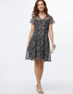 Christine Laure Robes|Robes & Jupes*Robe dentelle noir motif