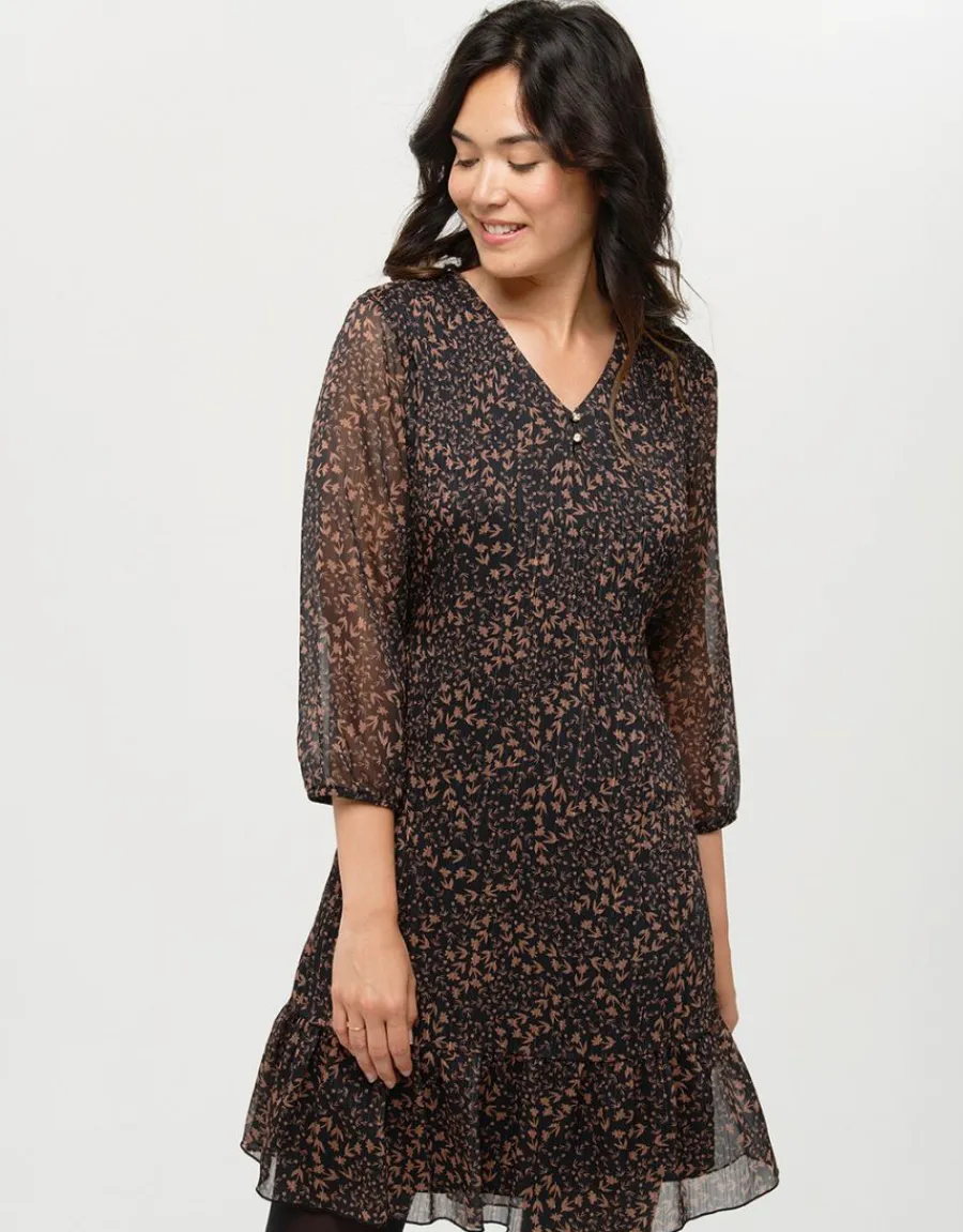 Christine Laure Robes|Robes & Jupes*Robe fluide plissée noire