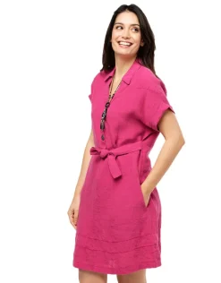 Christine Laure Robes|Robes & Jupes*Robe fuchsia 100% lin
