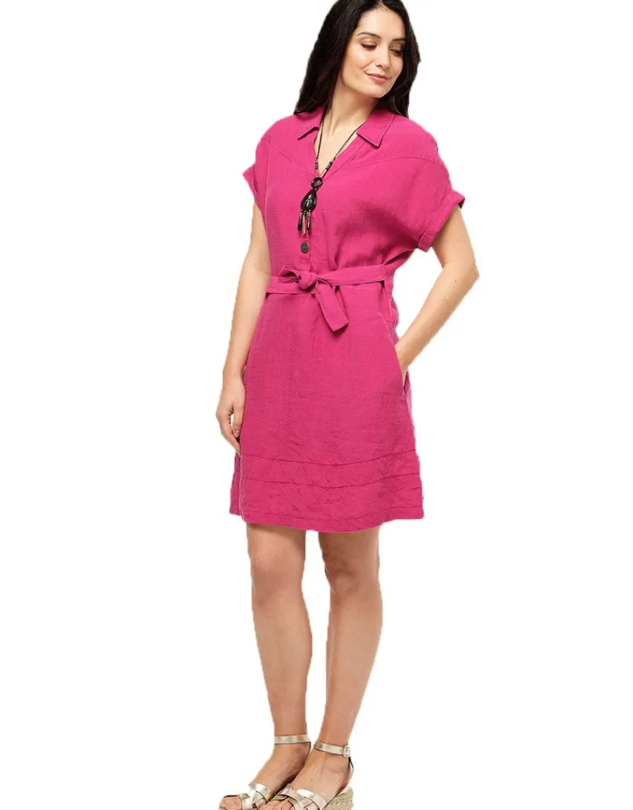 Christine Laure Robes|Robes & Jupes*Robe fuchsia 100% lin