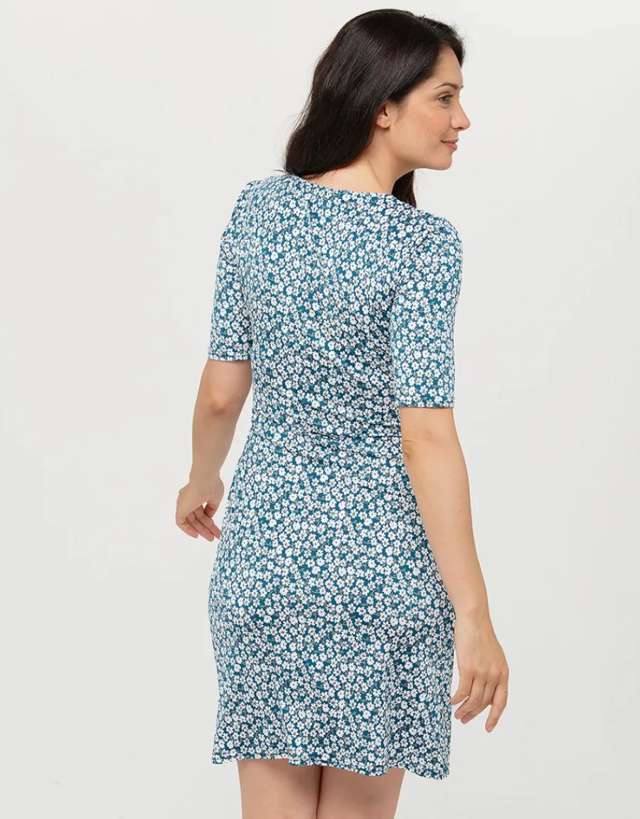 Christine Laure Robes|Robes & Jupes*Robe jersey bleue fleurie