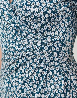 Christine Laure Robes|Robes & Jupes*Robe jersey bleue fleurie