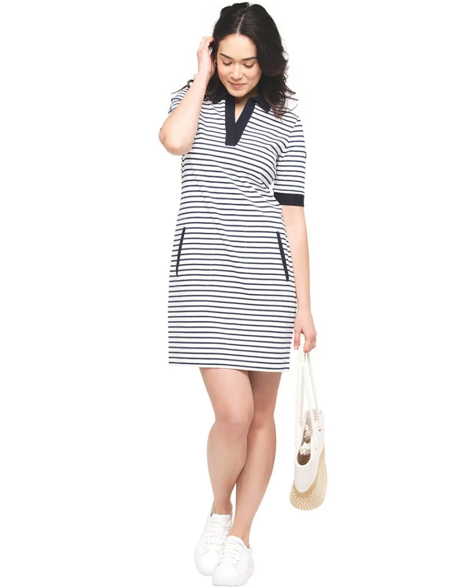 Christine Laure Robes & Jupes|Robes*Robe marinière écru bleu